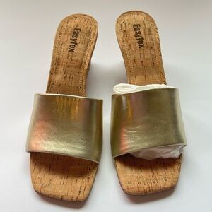 Gold Slide Sandals for Women